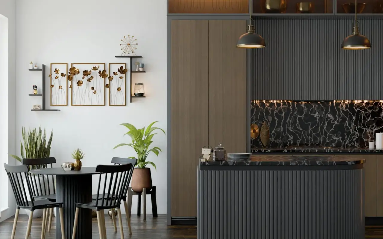 Cucina aperta sulla zona pranzo